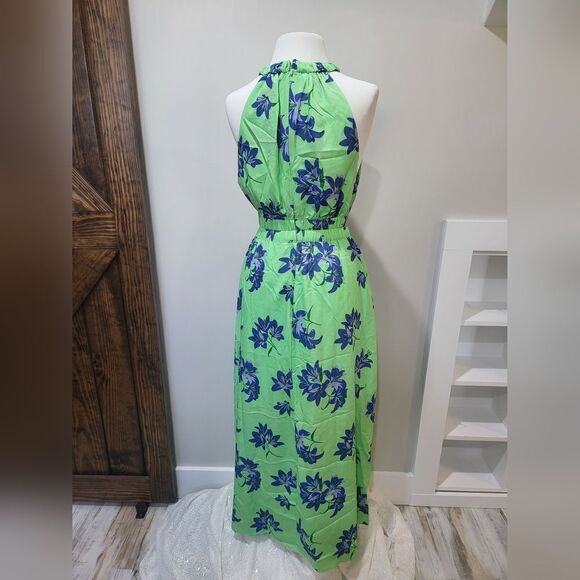 Likely Karrica Maxi Dress Midriff Cutout Pistachio Green Blue Floral NWT - Picture 4 of 5